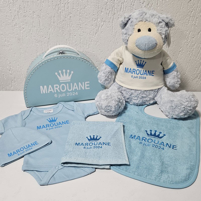 Luxe 6-delige geboorteset voor een baby jongen