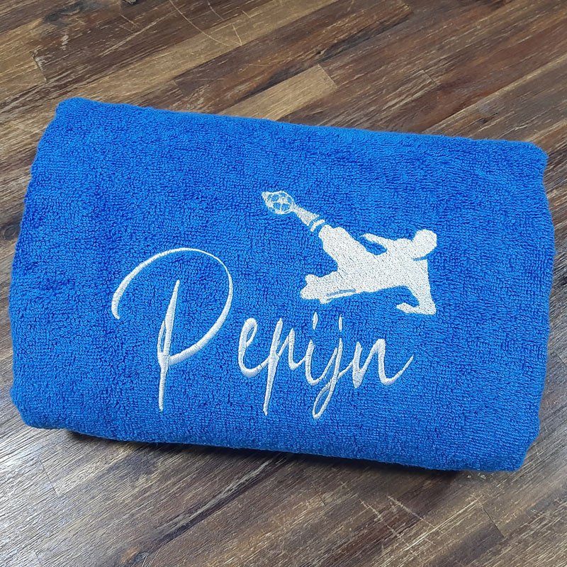 Badlaken blauw - Voetballer met naam