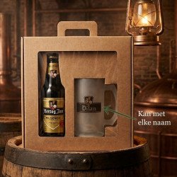 Hertog Jan cadeau - gepersonaliseerde bierpul met naam en flesje bier in giftset